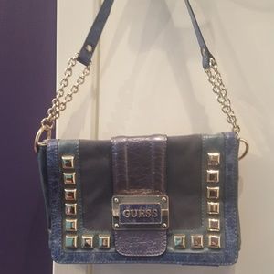 Guess Blue Studded Shoulder Bag